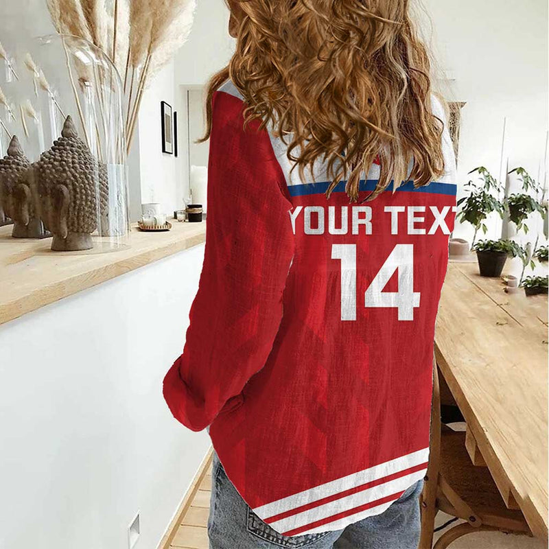 Custom Czech Republic Football Go Czechia - Sporty Style Women Casual Shirt