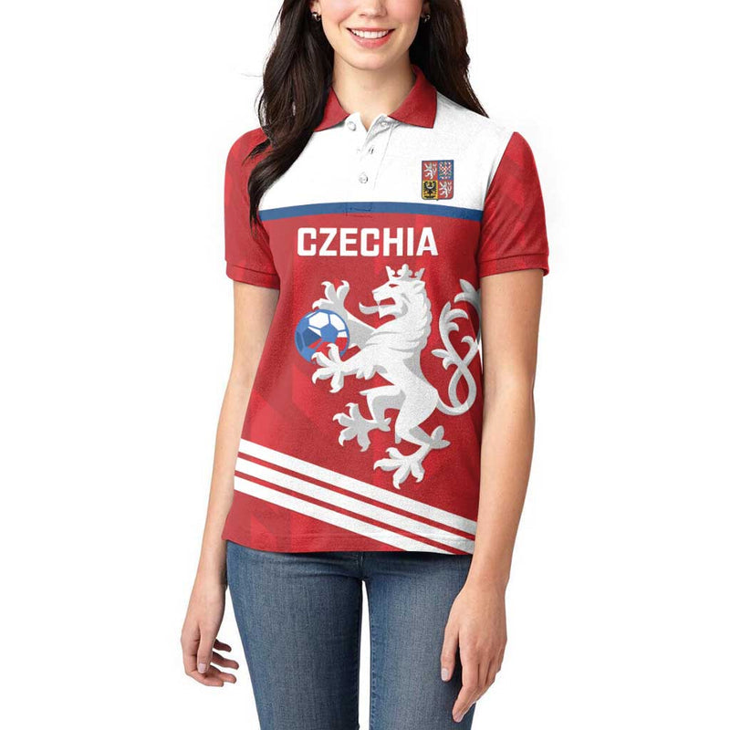 Custom Czech Republic Football Go Czechia - Sporty Style Women Polo Shirt