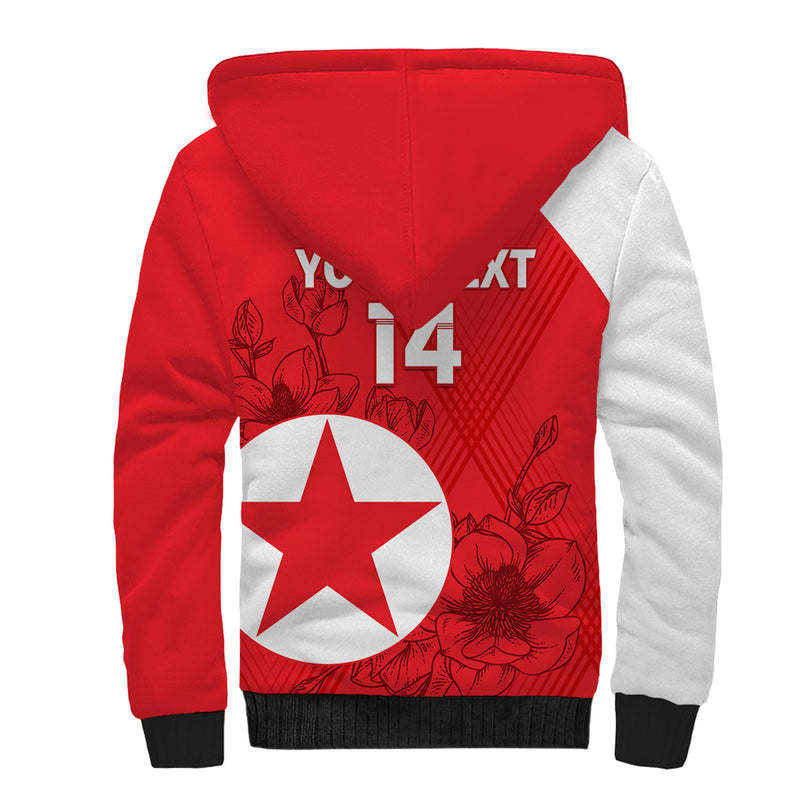 Custom North Korea Football 2024 Go Eastern Azaleas Magnolia Flowers Sherpa Hoodie