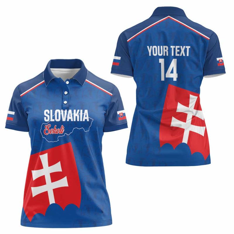 Custom Slovakia Football Come On Sokoli Falcon Pattern Women Polo Shirt