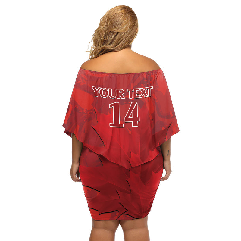 Custom Canada Cricket 2024 Maple Leaf Go Champions Off Shoulder Short Dress