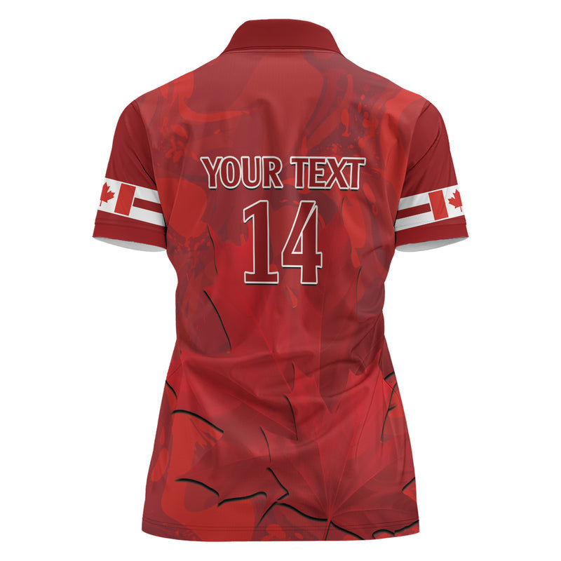 Custom Canada Cricket 2024 Maple Leaf Go Champions Women Polo Shirt