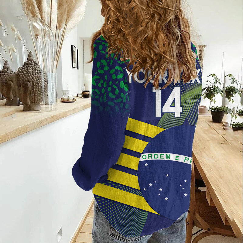 Custom Brazil Football Summer 2024 Go Champions Selecao Women Casual Shirt
