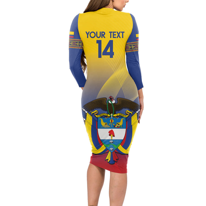 Custom Colombia Football Summer 2024 Las Chicas Superpoderosas Long Sleeve Bodycon Dress