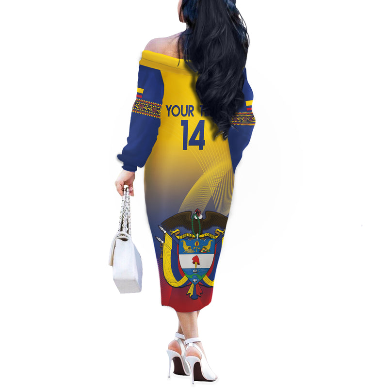 Custom Colombia Football Summer 2024 Las Chicas Superpoderosas Off The Shoulder Long Sleeve Dress