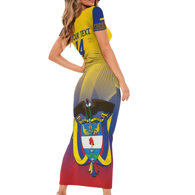 Custom Colombia Football Summer 2024 Las Chicas Superpoderosas Short Sleeve Bodycon Dress