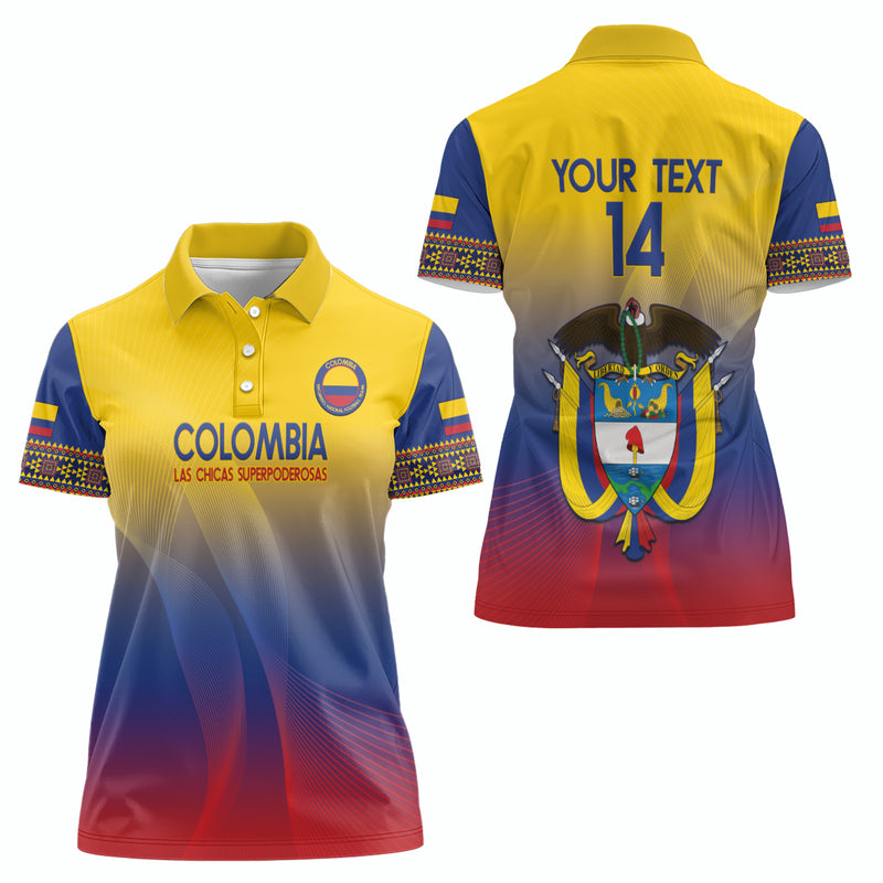Custom Colombia Football Summer 2024 Las Chicas Superpoderosas Women Polo Shirt