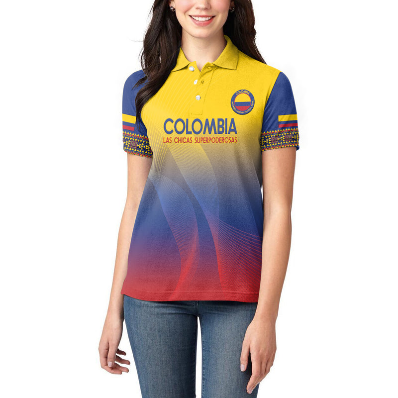 Custom Colombia Football Summer 2024 Las Chicas Superpoderosas Women Polo Shirt