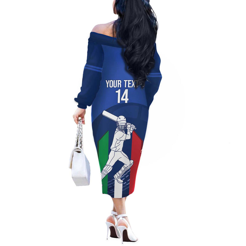 Custom Italy Cricket Go Gli Azzurri Off The Shoulder Long Sleeve Dress