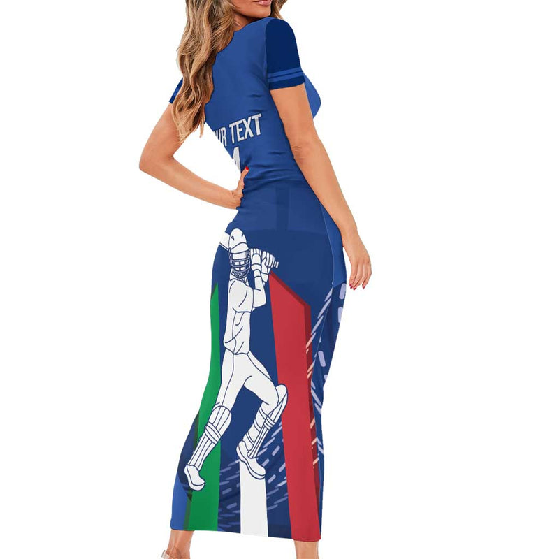 Custom Italy Cricket Go Gli Azzurri Short Sleeve Bodycon Dress