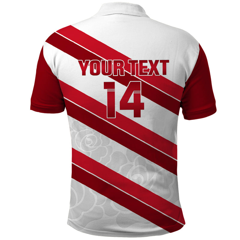 Custom England Rugby 2024 Go Champions Red Rose Sporty Version Polo Shirt