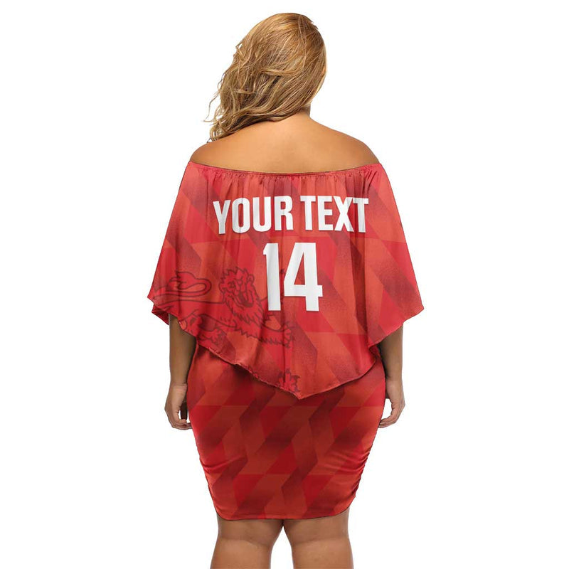 Custom Cayman Islands Football 2025 Go Champions Off Shoulder Short Dress