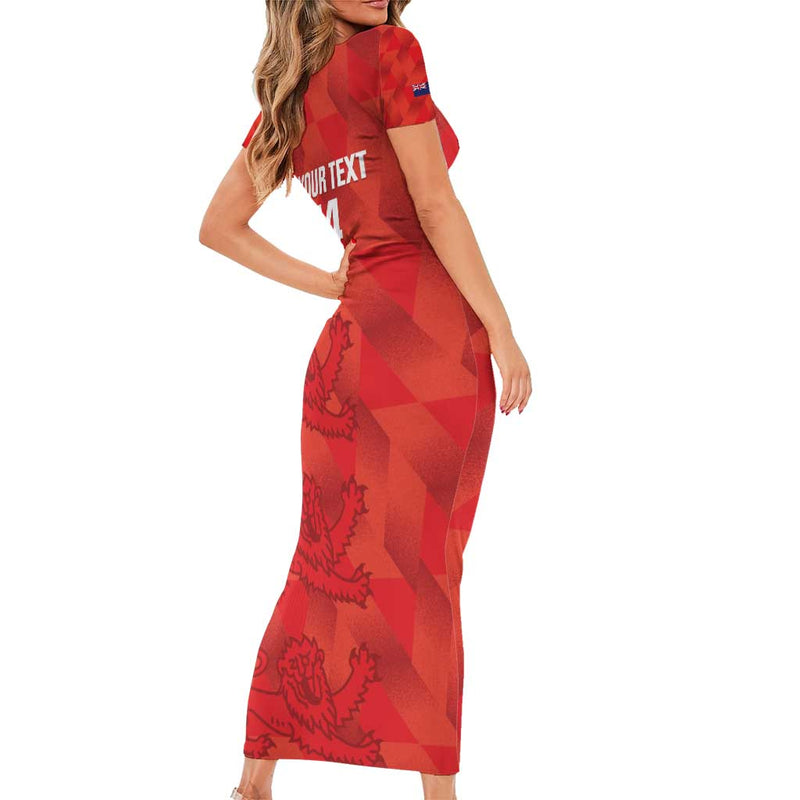 Custom Cayman Islands Football 2025 Go Champions Short Sleeve Bodycon Dress