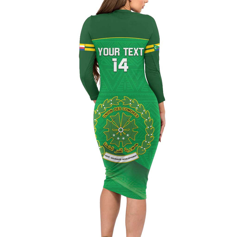 Custom Comoros Football Allez Les Coelacantes Long Sleeve Bodycon Dress