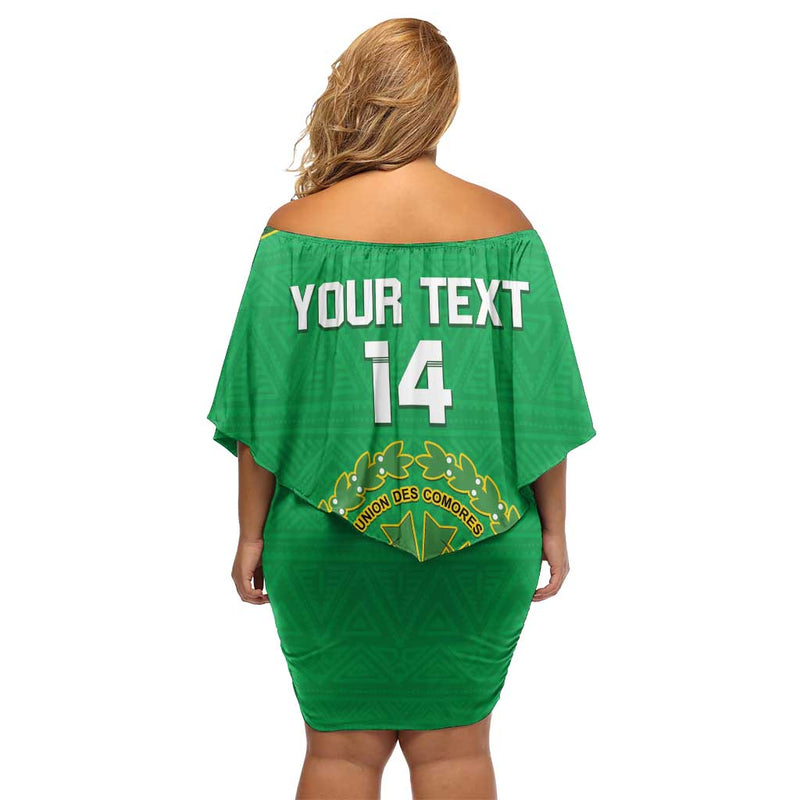 Custom Comoros Football Allez Les Coelacantes Off Shoulder Short Dress