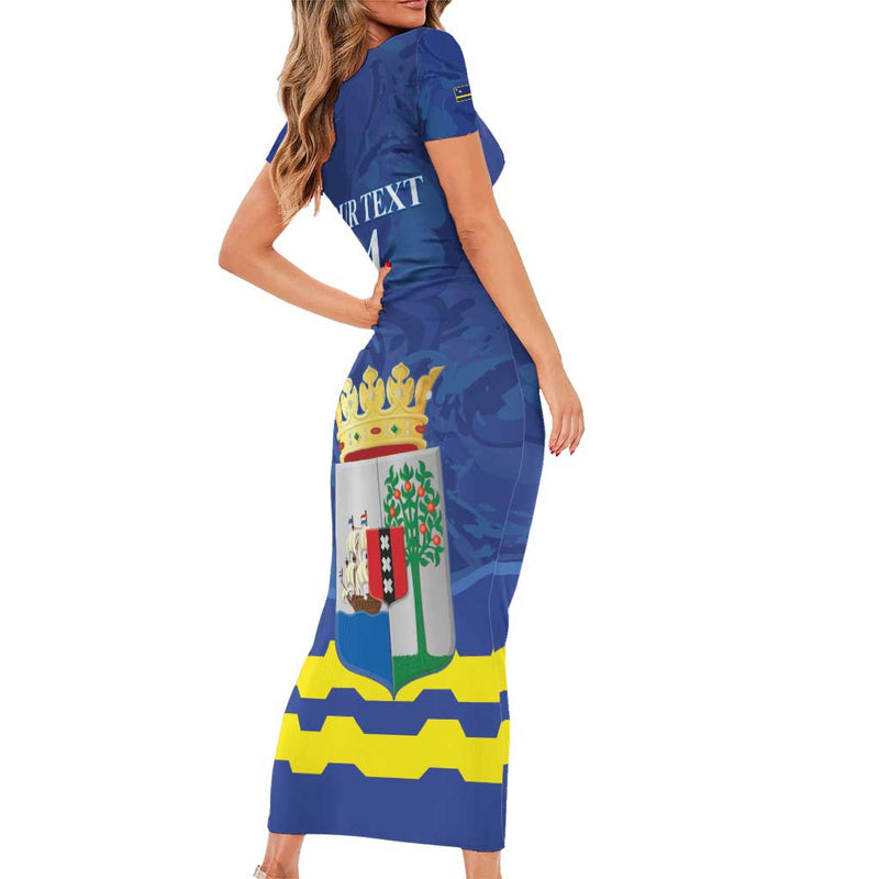 Custom Curacao Football La Familia Azul Short Sleeve Bodycon Dress