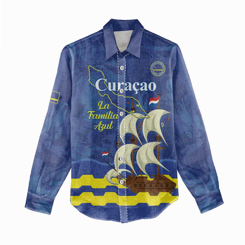 Custom Curacao Football La Familia Azul Women Casual Shirt
