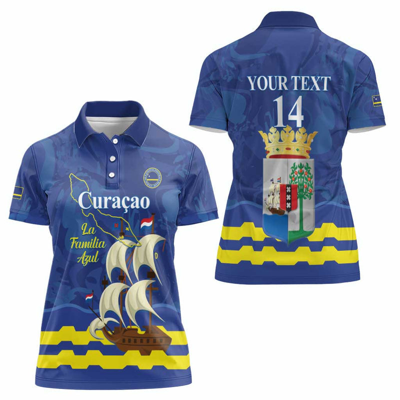 Custom Curacao Football La Familia Azul Women Polo Shirt