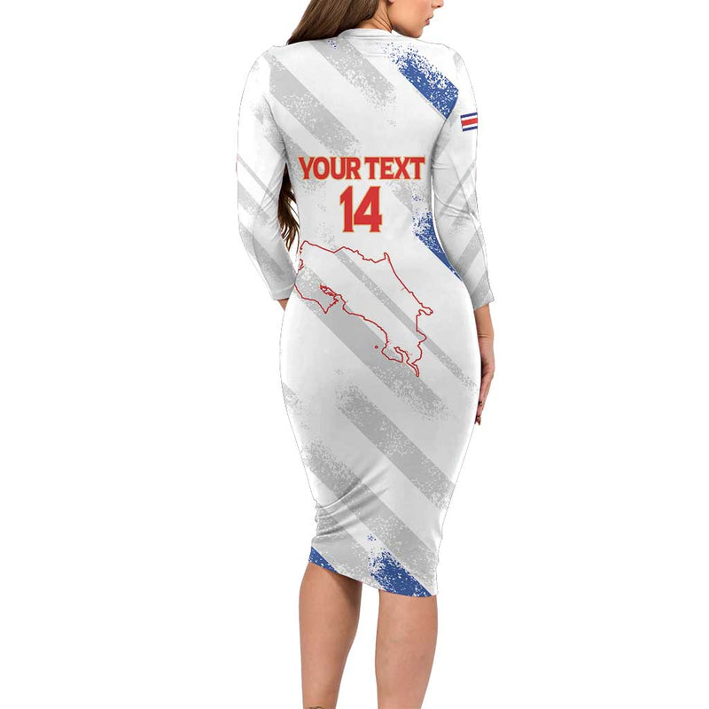 Custom Costa Rica Football Go Champions Los Ticos Long Sleeve Bodycon Dress