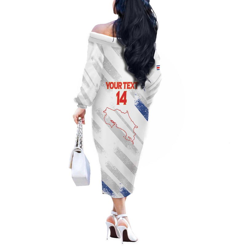 Custom Costa Rica Football Go Champions Los Ticos Off The Shoulder Long Sleeve Dress