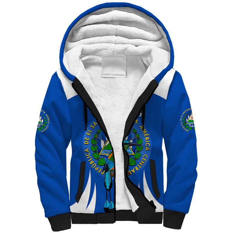 Custom El Salvador Independence Day Torogoz With Coat Of Arms Proud Sherpa Hoodie
