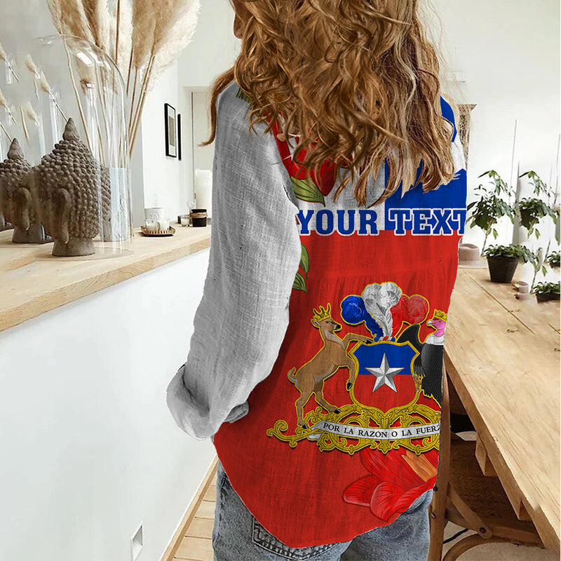 Custom Chile Independence Day Chilean Copihue Felices Fiestas Patrias Women Casual Shirt