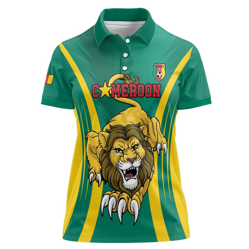 Custom Cameroon Football Go Indomitable Lions Women Polo Shirt