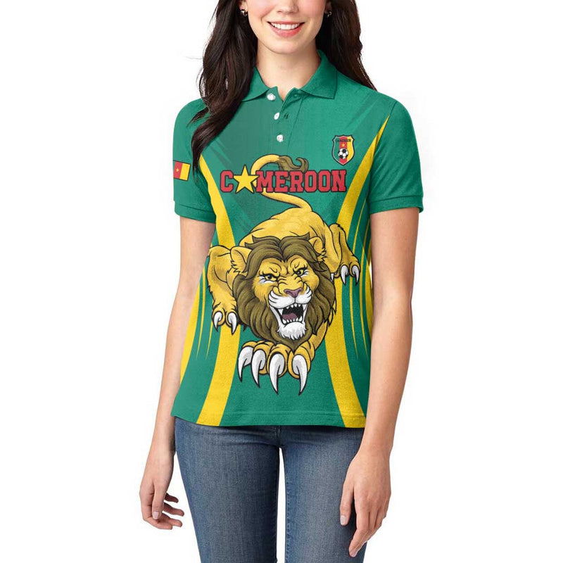 Custom Cameroon Football Go Indomitable Lions Women Polo Shirt