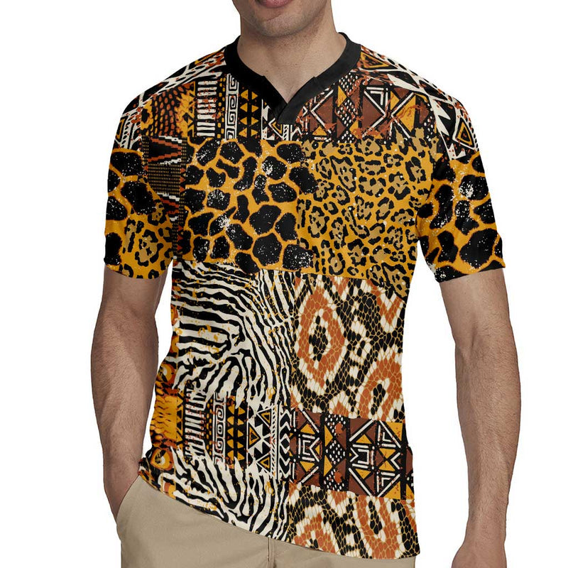 African Tribal Pattern With Wild Animal Skins Rugby Jersey