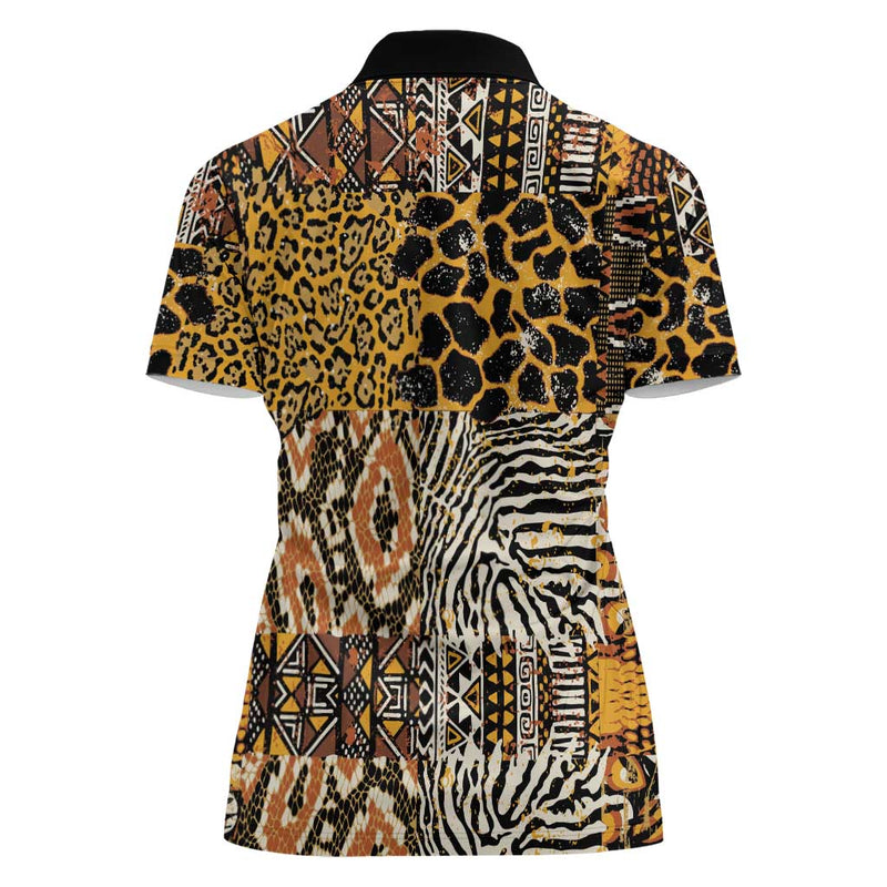 African Tribal Pattern With Wild Animal Skins Women Polo Shirt