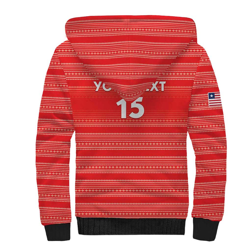 Custom Liberia Football Women Red Jersey Sherpa Hoodie