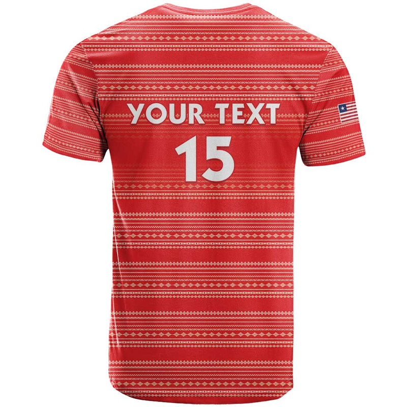 Custom Liberia Football Women Red Jersey T Shirt