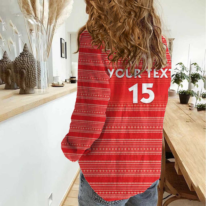 Custom Liberia Football Women Red Jersey Women Casual Shirt