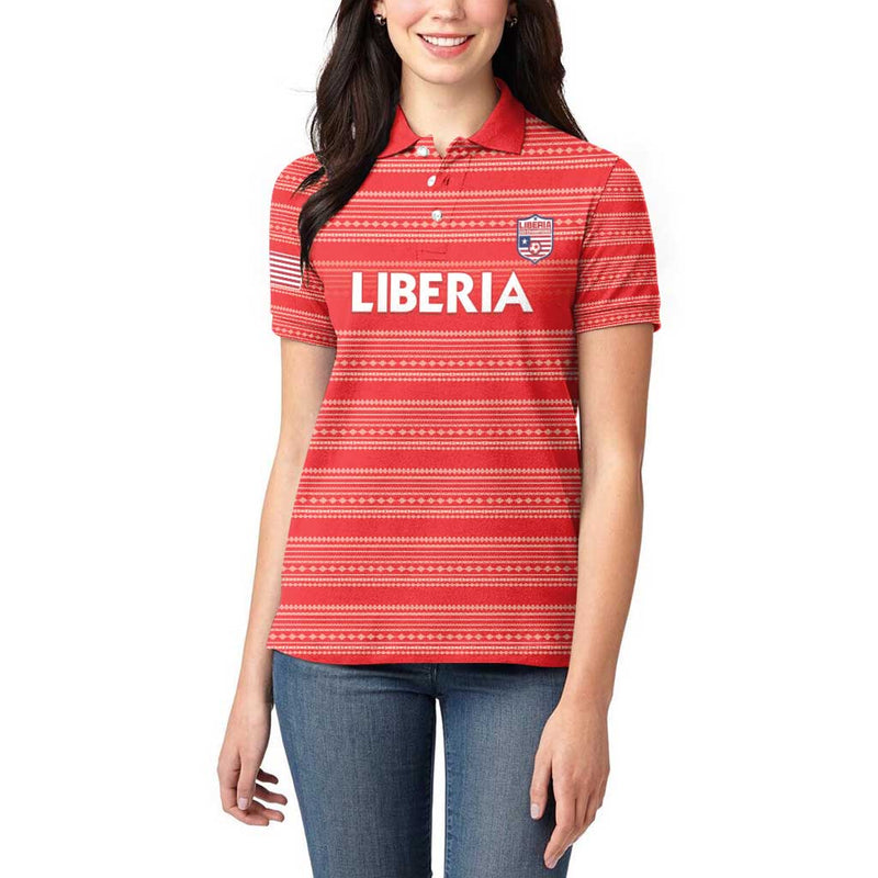 Custom Liberia Football Women Red Jersey Women Polo Shirt