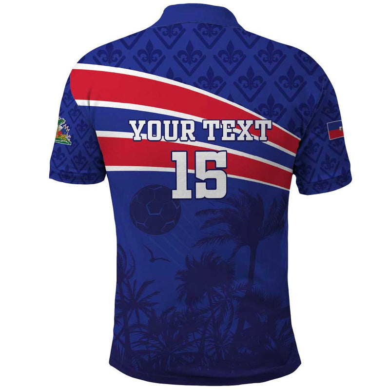 Custom Haiti Football Les Grenadiers - Royal Palm Polo Shirt