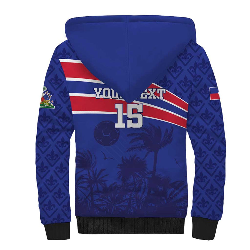 Custom Haiti Football Les Grenadiers - Royal Palm Sherpa Hoodie