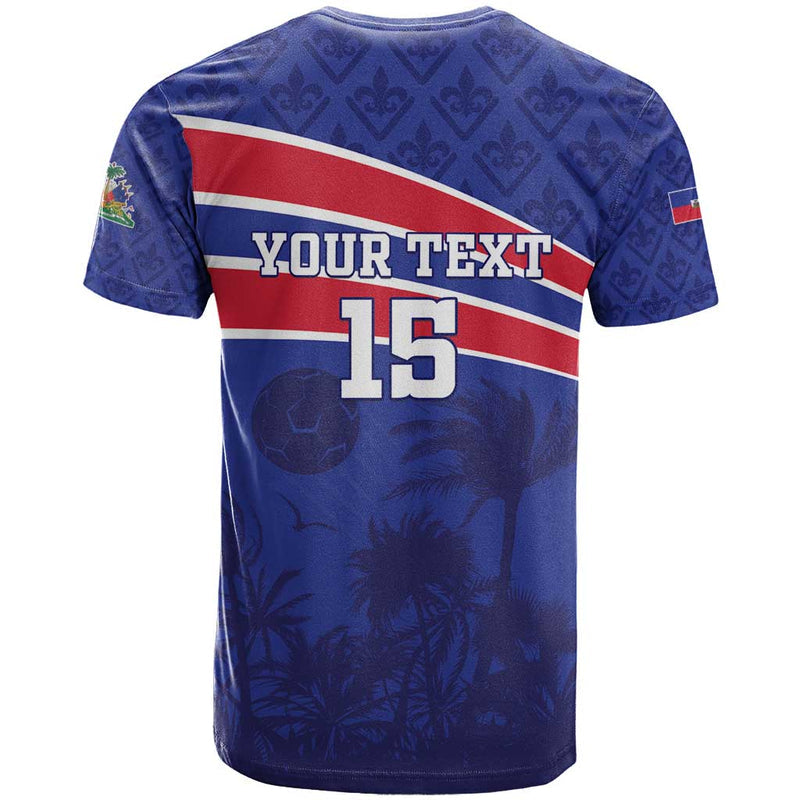 Custom Haiti Football Les Grenadiers - Royal Palm T Shirt