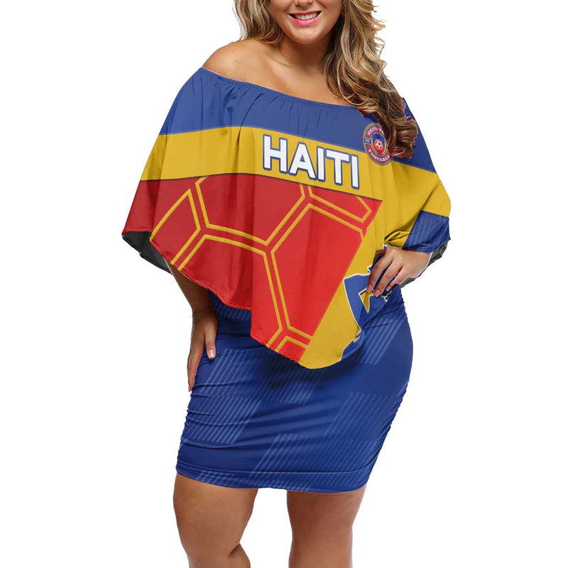 Custom Haiti Football Neg Marron Go Ayiti Off Shoulder Short Dress