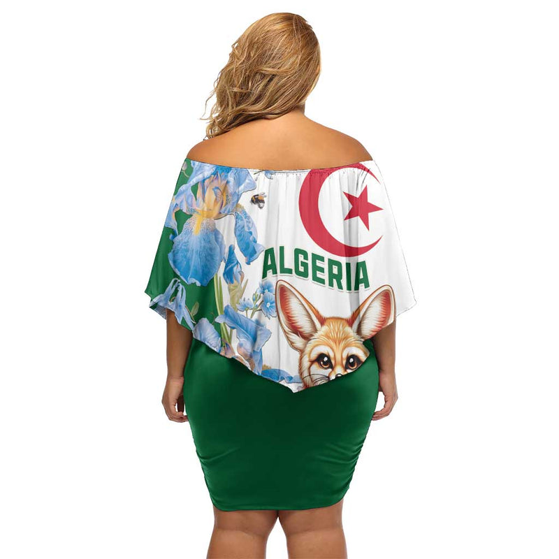 Algeria Fennec Fox Blue Isris Flower Off Shoulder Short Dress