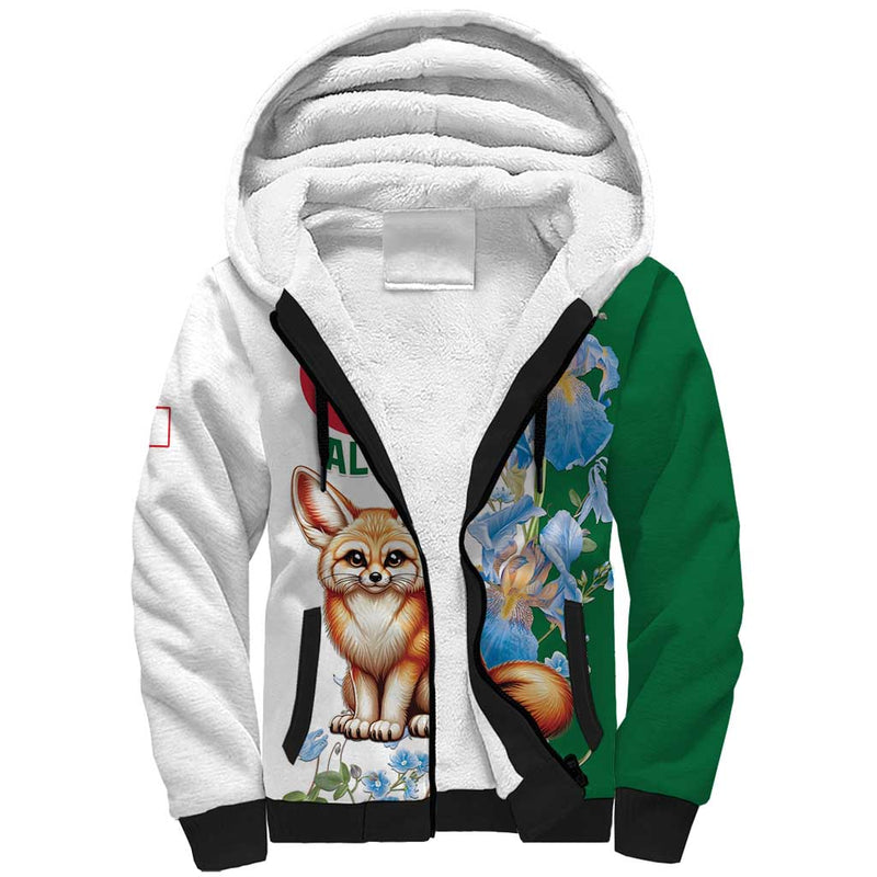 Algeria Fennec Fox Blue Isris Flower Sherpa Hoodie