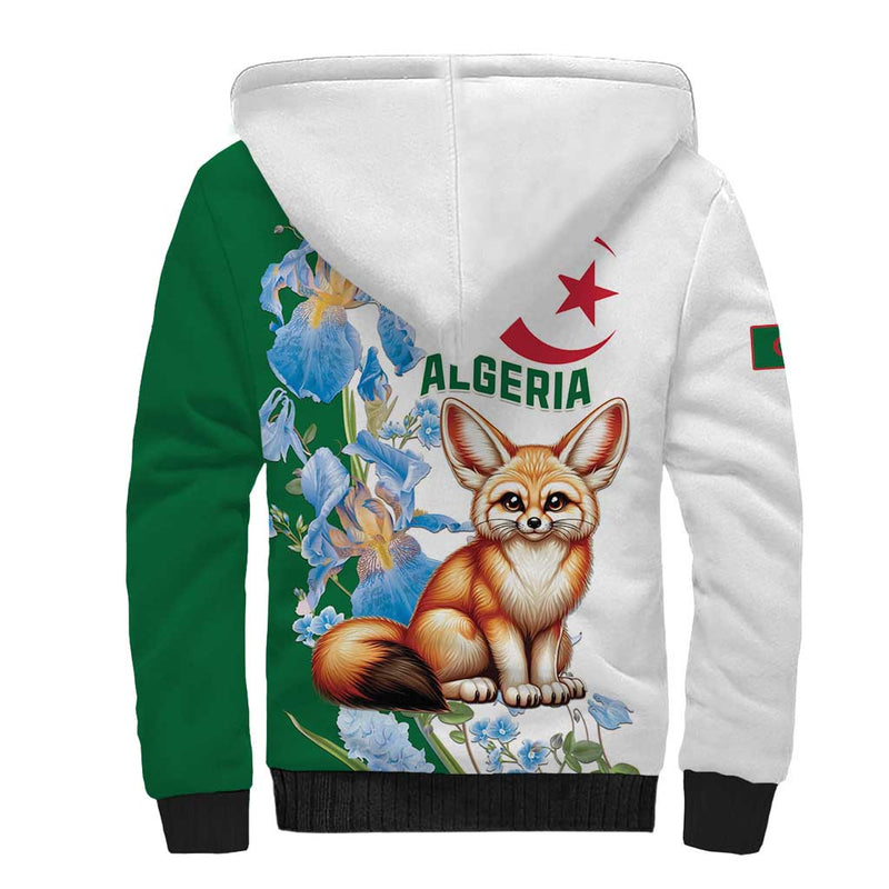 Algeria Fennec Fox Blue Isris Flower Sherpa Hoodie
