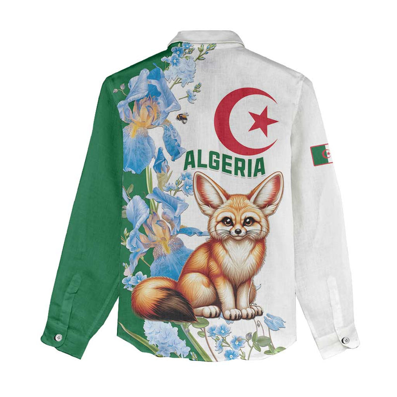 Algeria Fennec Fox Blue Isris Flower Women Casual Shirt