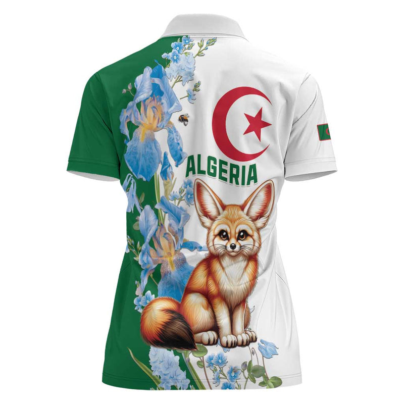 Algeria Fennec Fox Blue Isris Flower Women Polo Shirt
