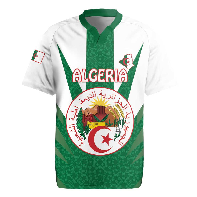 Algeria Coat Of Arms With Islamic Pattern Rugby Jersey