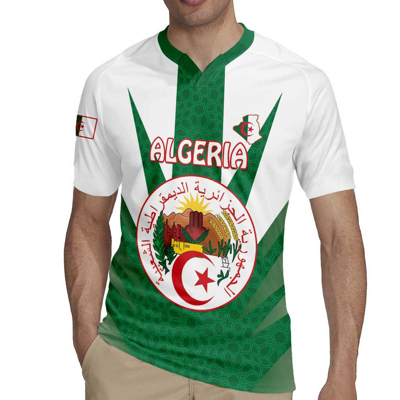 Algeria Coat Of Arms With Islamic Pattern Rugby Jersey