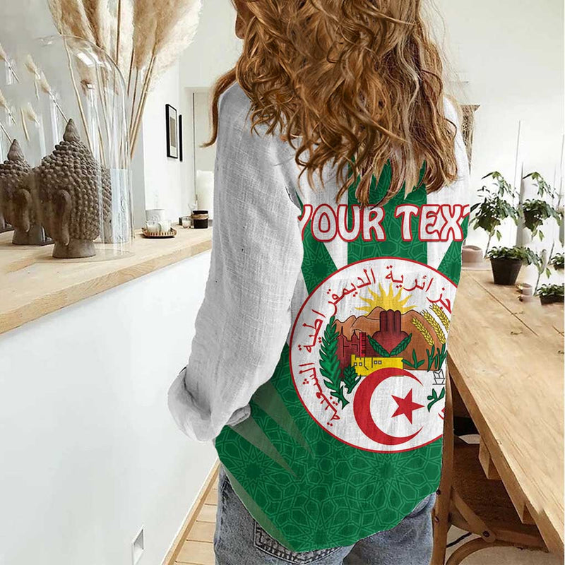 Algeria Coat Of Arms With Islamic Pattern Women Casual Shirt