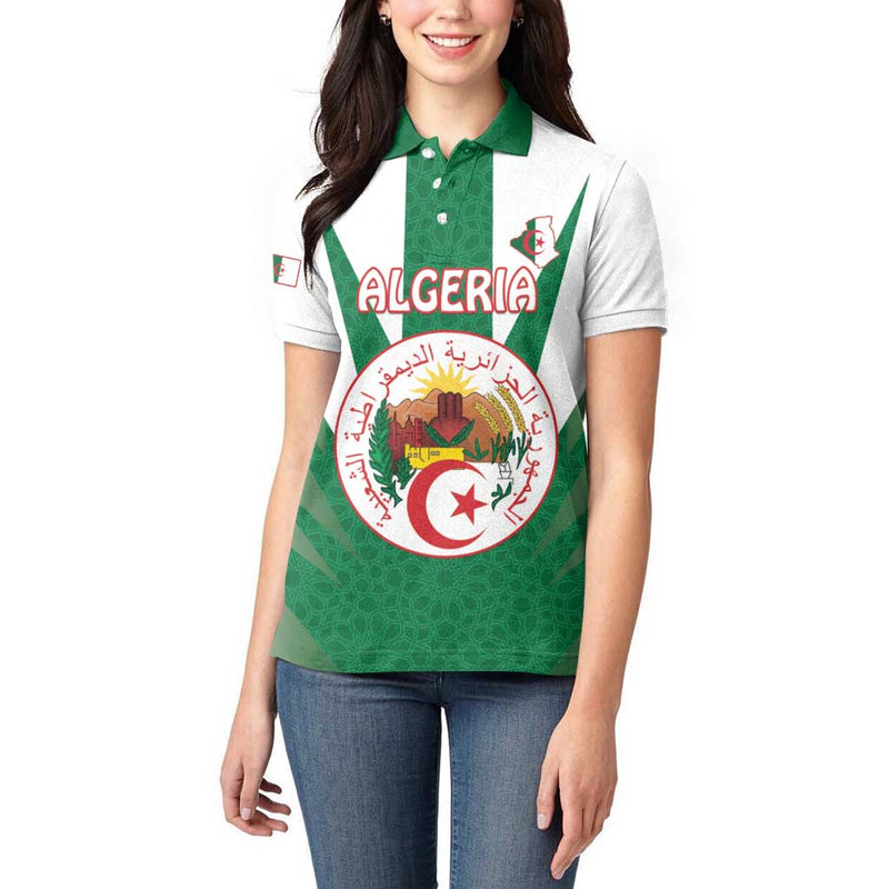 Algeria Coat Of Arms With Islamic Pattern Women Polo Shirt