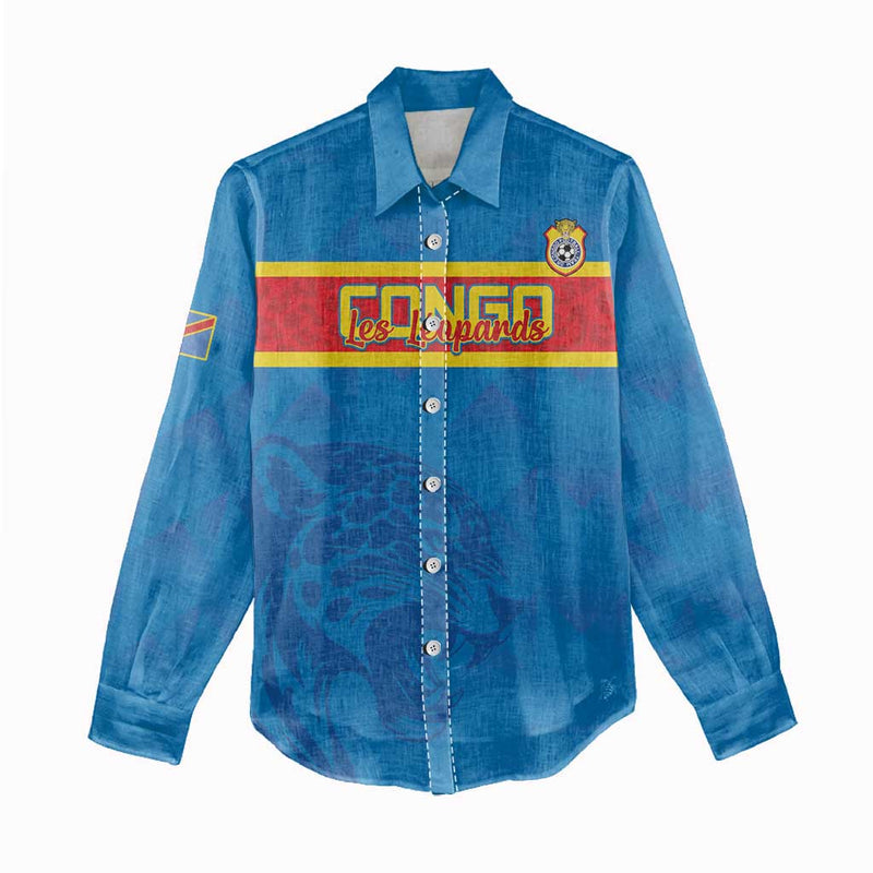 Custom DR Congo Football Go Les Léopards Women Casual Shirt