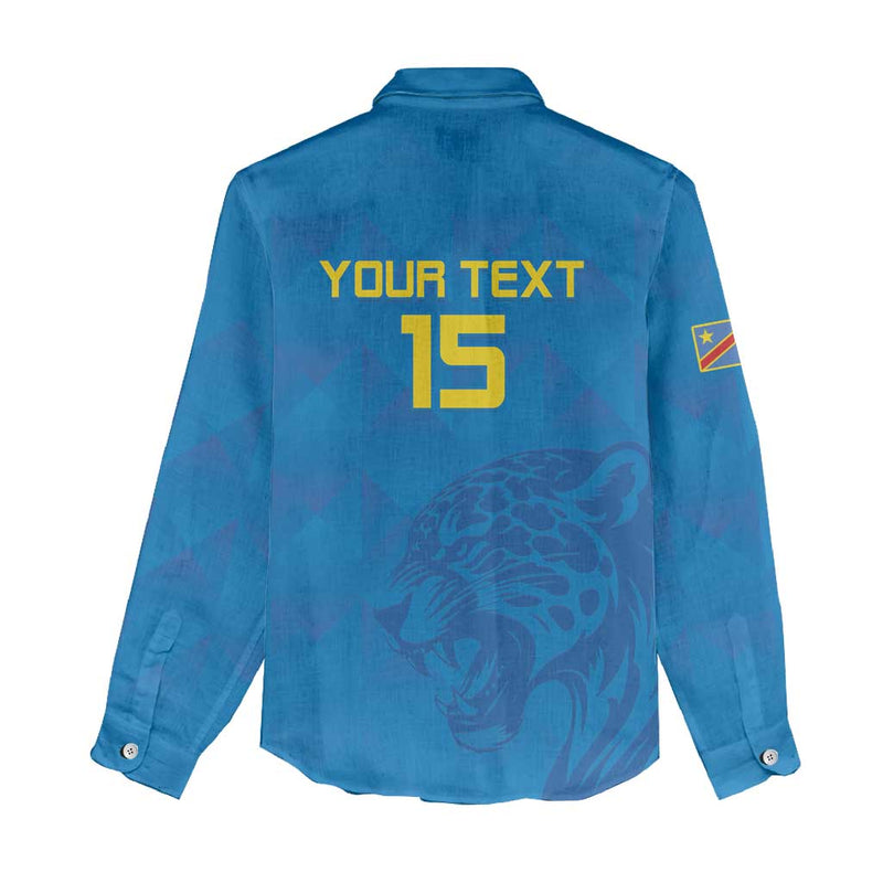 Custom DR Congo Football Go Les Léopards Women Casual Shirt