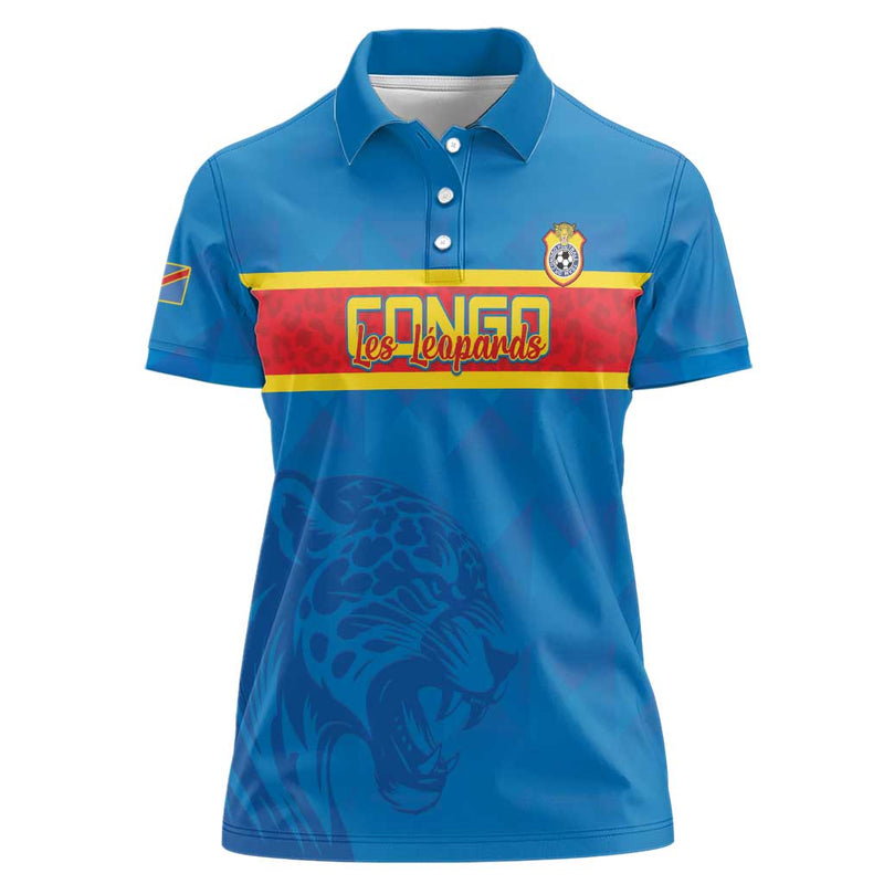 Custom DR Congo Football Go Les Léopards Women Polo Shirt